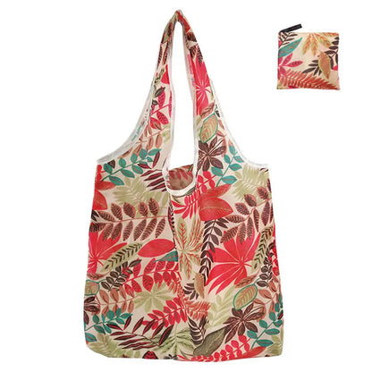 Portable Foldable Shopping Bag – Large Capacity Nylon Tote with Fashion Prints, Lightweight Reusable Travel & Grocery Essential Bag