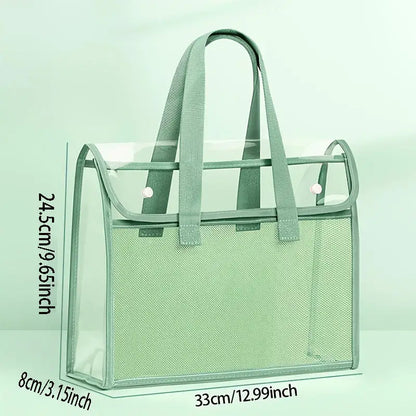 Large Capacity Waterproof Handheld Study Bag – Transparent PVC Exam & Test Paper Storage for Elementary School