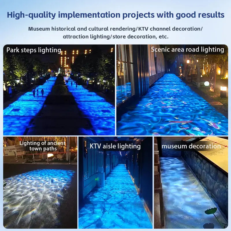 Square Water Ripple Projector Light – Dynamic Ripple Effect LED Logo Projection Lamp for Indoor, Outdoor, Corridor & Atmosphere Lighting Waterproof Decorative Light