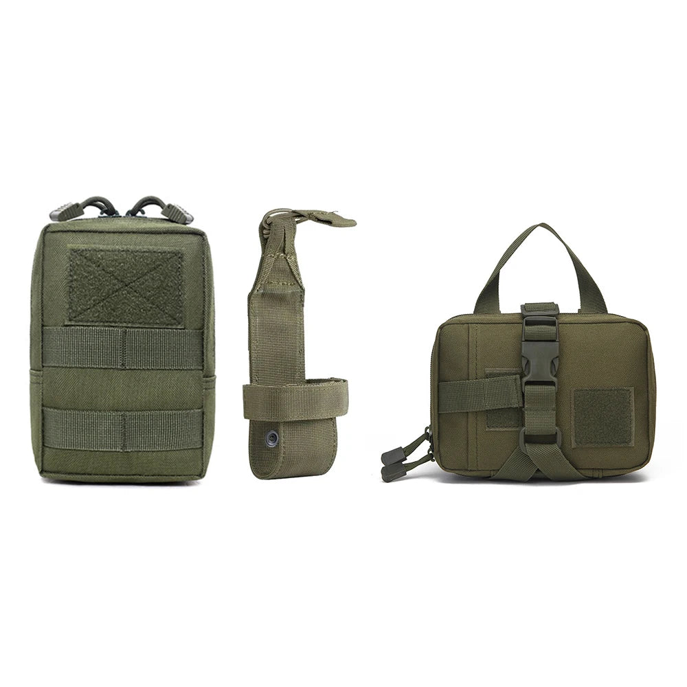 3Pcs Dog Tactical Harness Bags — 2 Pouch MOLLE Set & 1 Belt Bottle Holder for Military Training & Outdoor Use