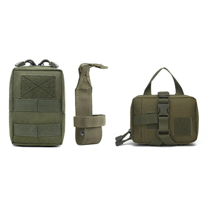 3Pcs Dog Tactical Harness Bags — 2 Pouch MOLLE Set & 1 Belt Bottle Holder for Military Training & Outdoor Use