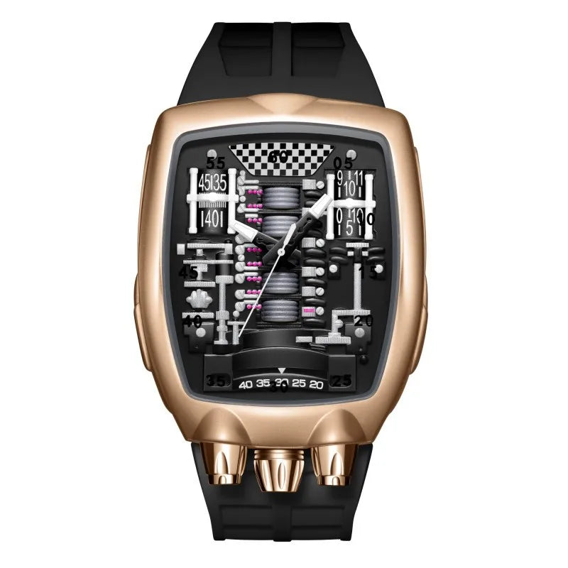 Alien Y2K Transparent Quartz Watch - Creative Hollow Case Design Fashion Men's Wristwatch with Unique Retro Style