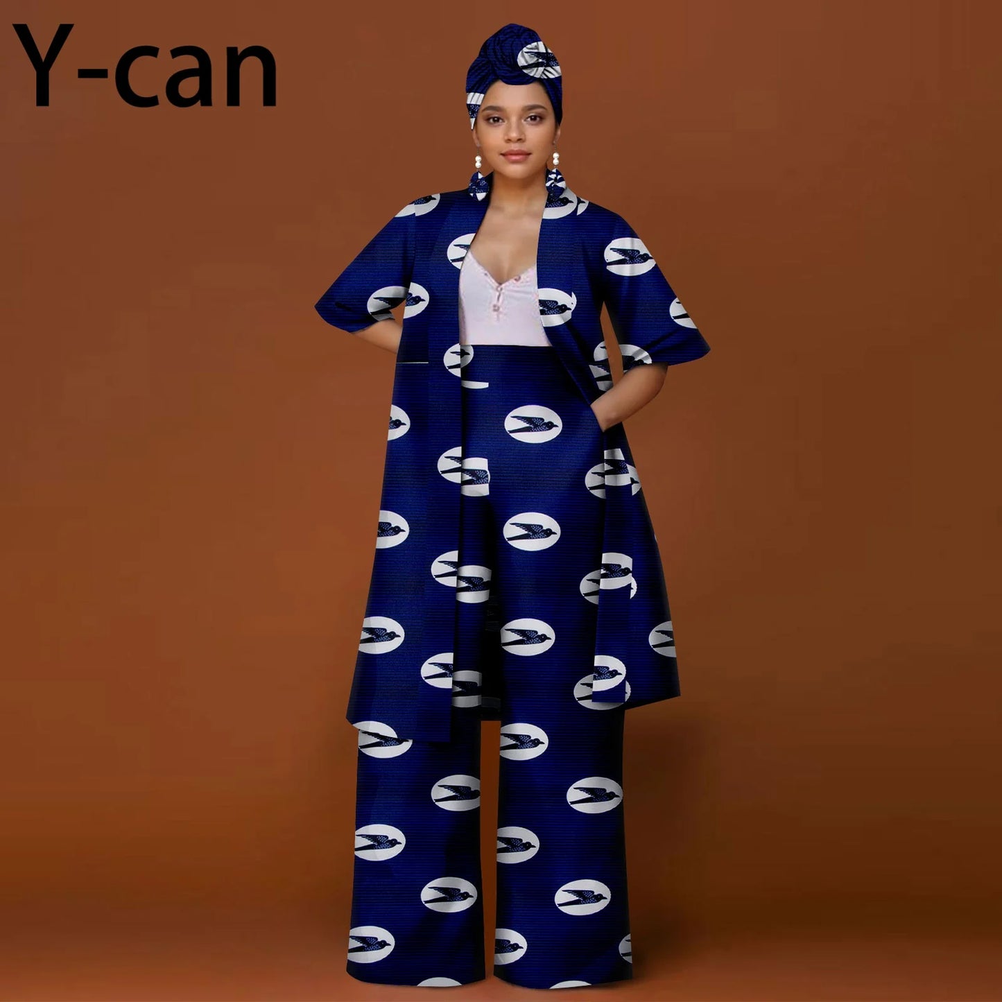 African Ankara 2-Piece Suit Set for Women - Traditional Print Jacket & Pants for Office, Business & Party Wear