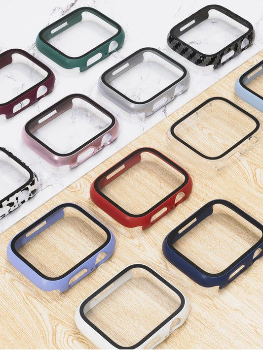 Tempered Glass Screen Protector Case for Apple Watch - Series 8 7 6 SE 5 4 3 Protective Cover Accessories 41mm 40mm 44mm 45mm 42mm