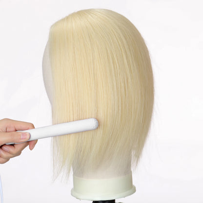 14" Gray Blonde Human Hair Topper – Mono Lace Base, 4 Clips, Natural Look for Thinning Hair