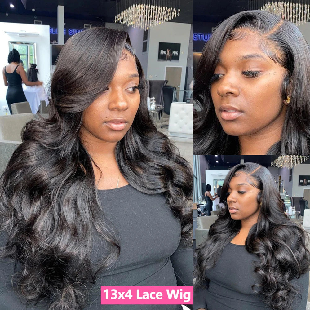 13x4/13x6 Body Wave Transparent Lace Front Wig – HD Bling Hair, 180% Density Human Hair, 4x4 Lace Closure for Women