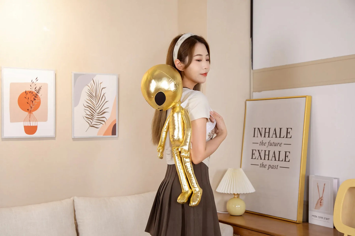 60cm Fashion Alien Plush Backpack – Soft PU ET Stuffed Doll Toy, Creative Gift for Kids & Children