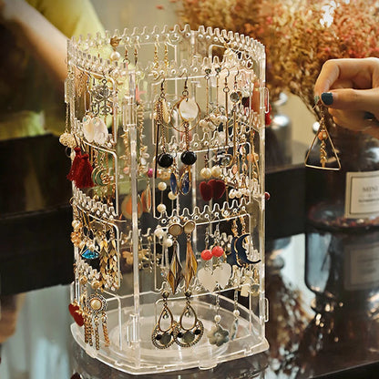 Rotating Jewelry Display Rack – Ear Clips, Earrings & Necklace Organizer Stand