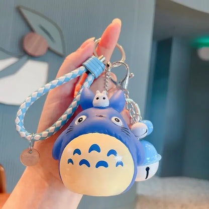 Totoro Anime Keychain - Cute Cartoon Cat Doll Pendant with Leather Strap for Bag, Car Keys & Gifts