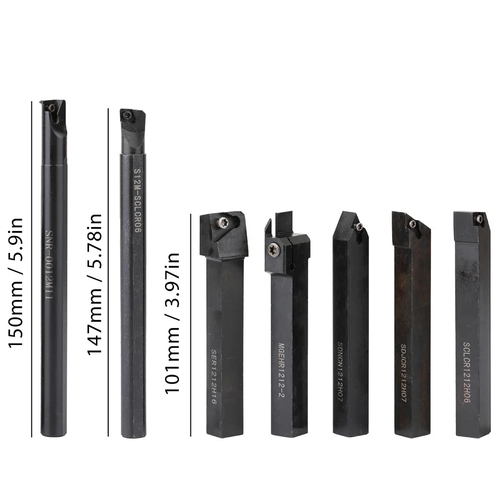 8-16mm Lathe Turning Tool Holder — Boring Bar & CNC Metal Cutter Rod with Shank and Inserts