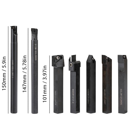 8-16mm Lathe Turning Tool Holder — Boring Bar & CNC Metal Cutter Rod with Shank and Inserts
