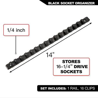 Socket Organizer Set - 1/4 3/8 1/2 Inch Socket Holder Trays for Tool Box Drawers & Storage Rails