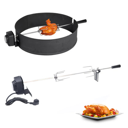 Electric BBQ Grill Spit Roaster – Outdoor Rotisserie Kit with 120cm Long Cable for Barbecue Grilling