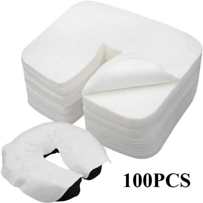 100pcs Disposable Massage Face Cradle & Headrest Covers – Spa Salon Table Sheets