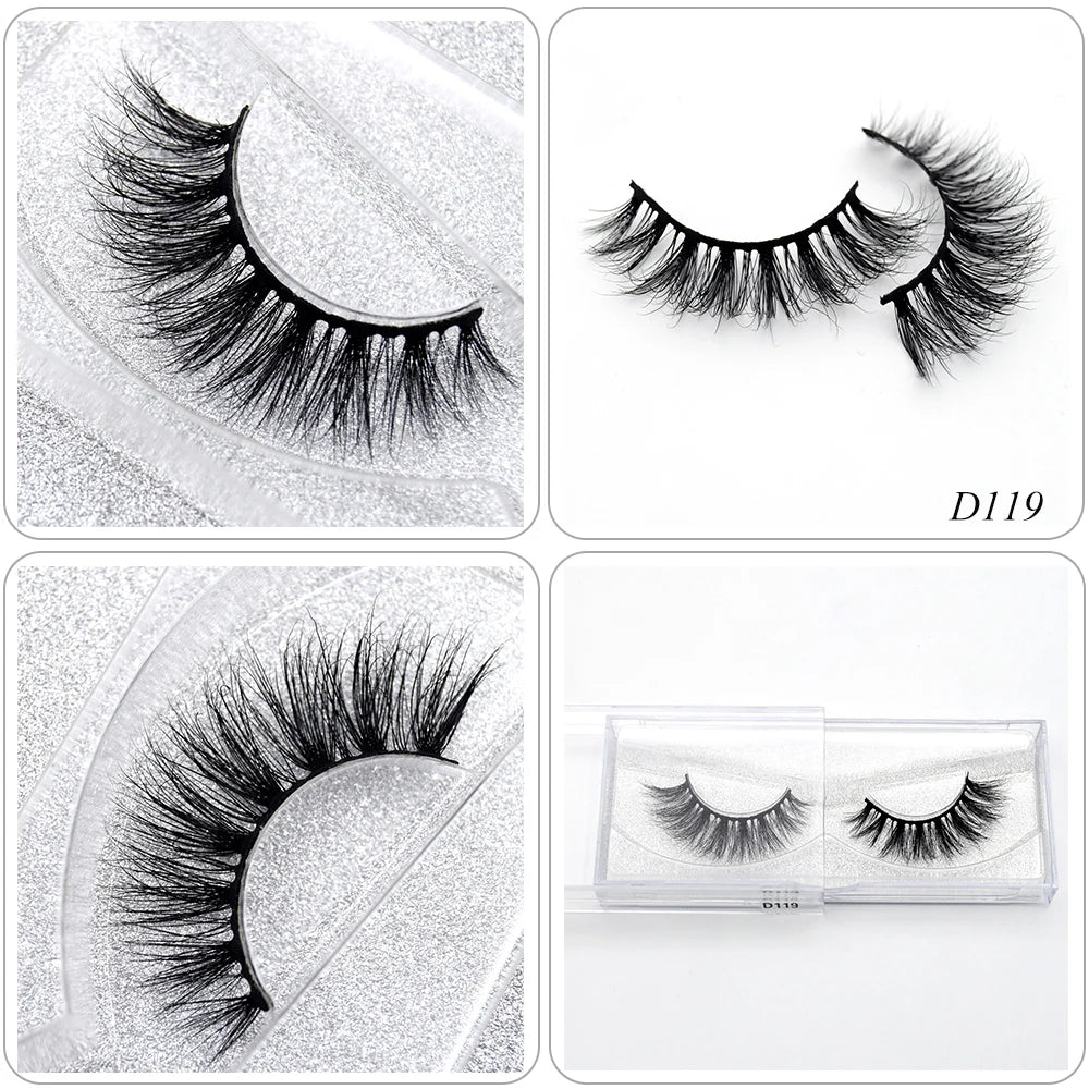 3D Real Mink False Eyelashes – Thick Handmade Strip Lashes with Glitter Packing for Makeup Beauty D101