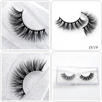 3D Real Mink False Eyelashes – Thick Handmade Strip Lashes with Glitter Packing for Makeup Beauty D101
