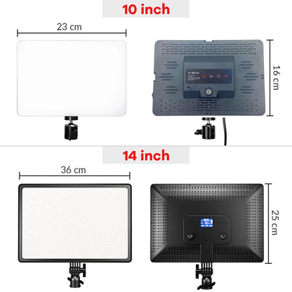 LED Video Light Panel - 10/14-Inch Photography Lighting, 3200K–6000K, Remote Control, EU Plug for Studio & Live Streaming