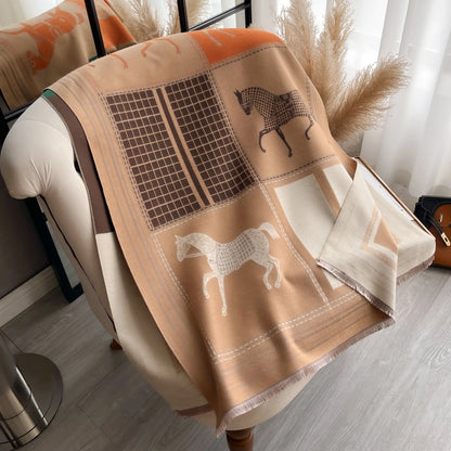 Autumn Winter Women’s Scarf — Pashmina Shawl & Wrap, Thick Cashmere Blanket Stole, Warm Outdoor Bufanda 2024 New Print