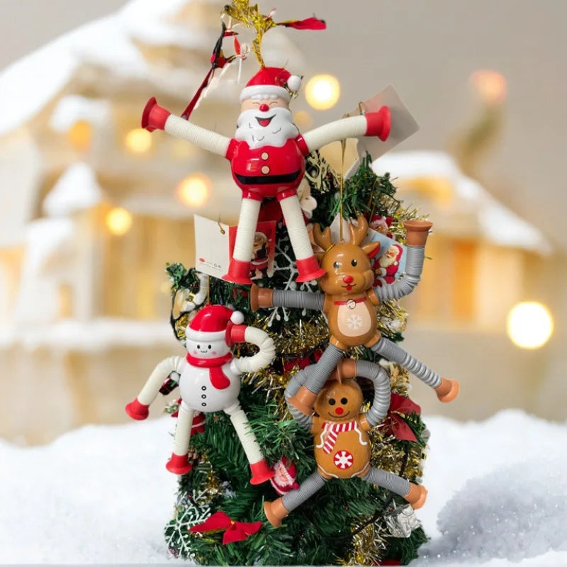 1–4pcs Retractable Santa Claus Toys – Christmas Decompression Toys Featuring Santa, Snowman, Elk & Gingerbread