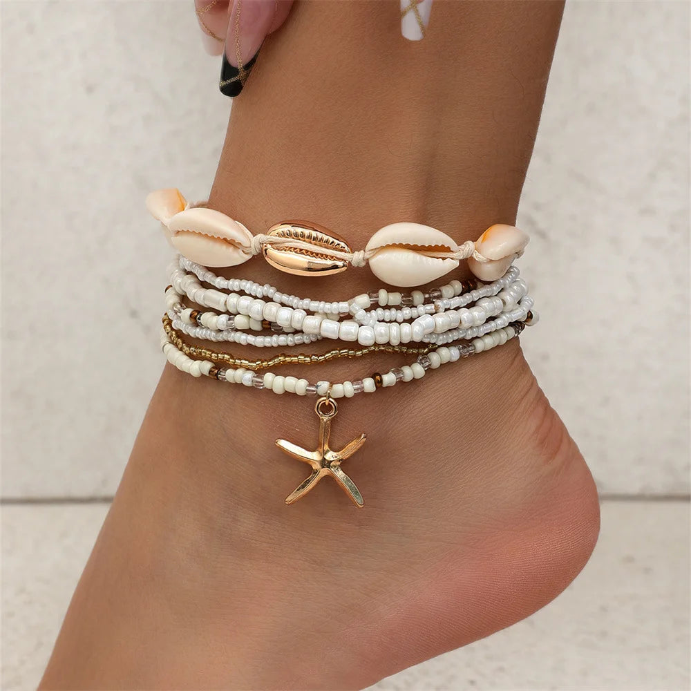20PCS Bohemian Snake Chain Anklet Set – Vintage Twisted Foot Jewelry for Women, Summer Beach Ankle Bracelet Gift Set