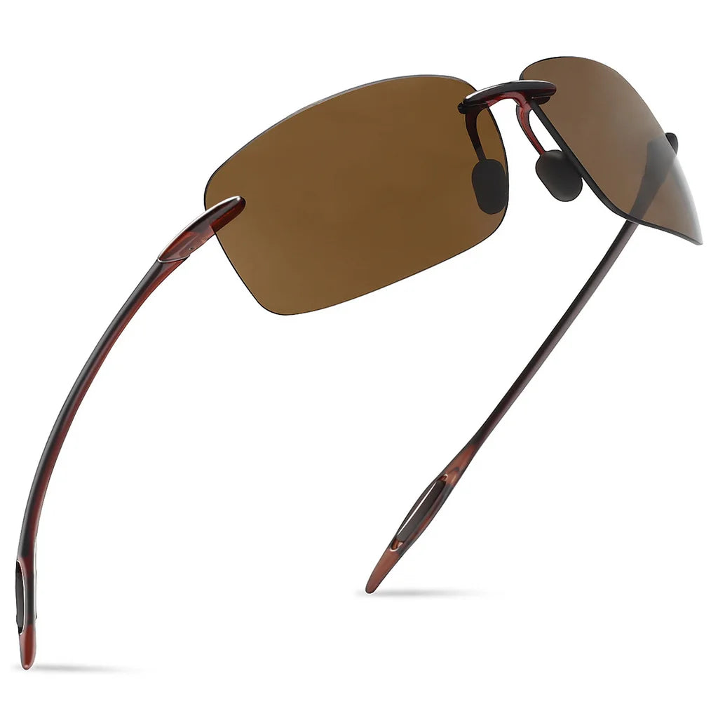 MAXJULI The Matrix Classic Polarized Sports Rimless Sunglasses – Ultralight Rectangle Frame for Men, Driving, UV400 Protection, Model MJ8009