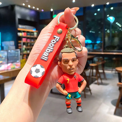 Creative Cartoon CR7 Football Keychain – Cute Cristiano Ronaldo Penalty Kick Bag Charm for Men & Women