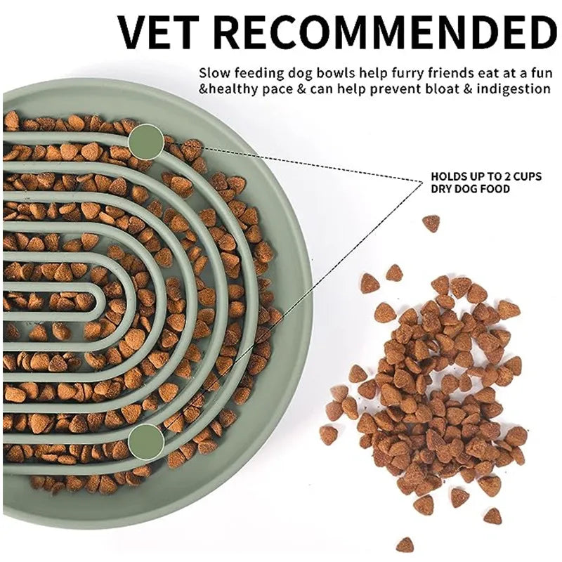 Pet Supplies Slow Food Bowl – Anti Knockover, Anti-Slip Silicone Plate for Cats & Puppies, Anti-Choking Food Toy