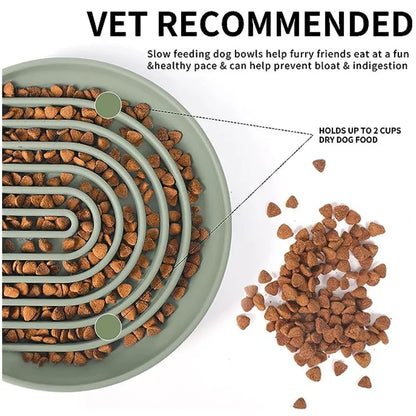 Pet Supplies Slow Food Bowl – Anti Knockover, Anti-Slip Silicone Plate for Cats & Puppies, Anti-Choking Food Toy