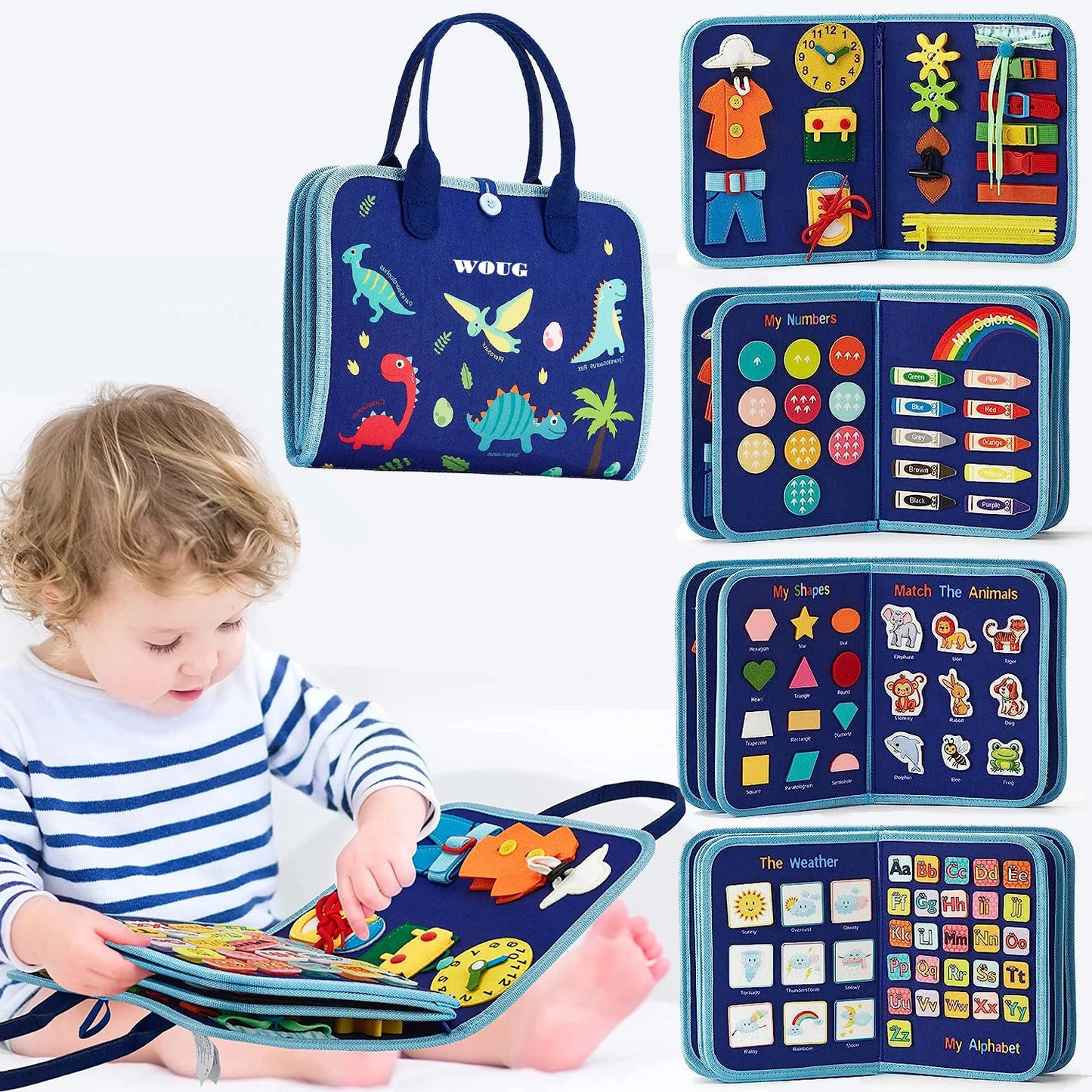 Montessori Toddler Busy Board – Educational Travel Toy for Motor Skills & Baby Learning, Perfect Christmas Gift