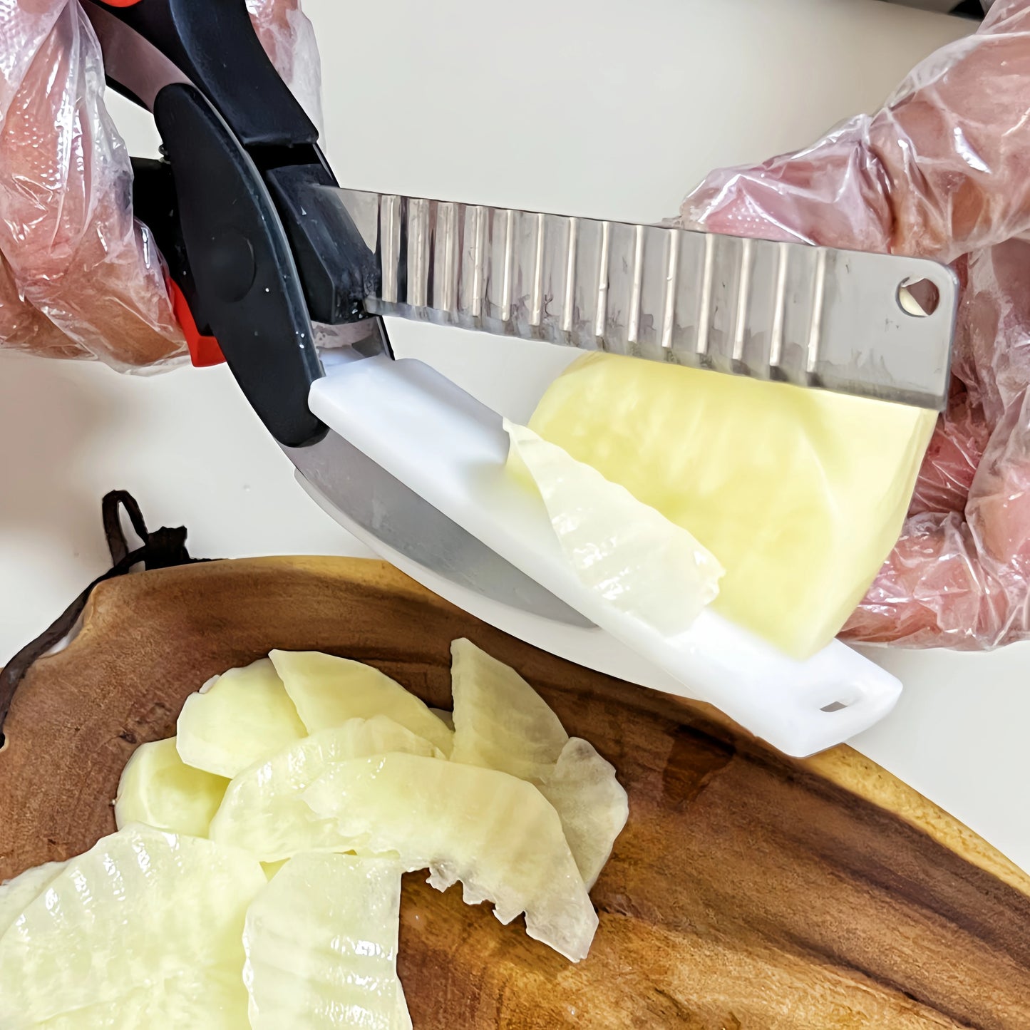 Premium Multi-Function Kitchen Scissors with Cutting Board - Chop Scissors Vegetable Chopper & Waffle Knife
