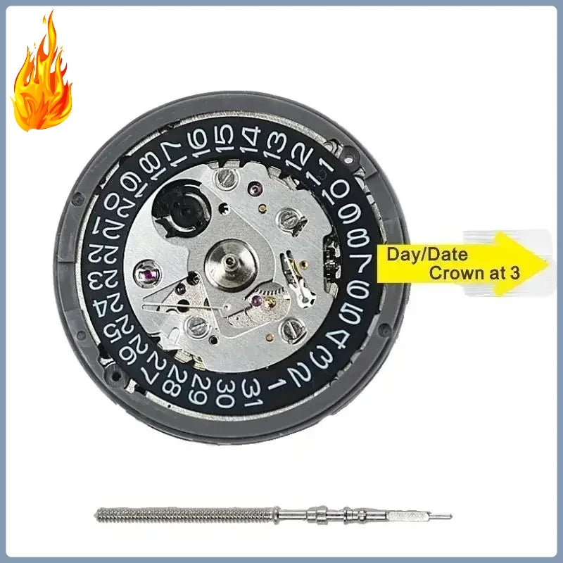 NH35 Premium Automatic Mechanical Movement NH35A 24 Jewels Self-Winding Watch Movement – High Accuracy Replacement with Date Wheel (3/3.8/6 Position)