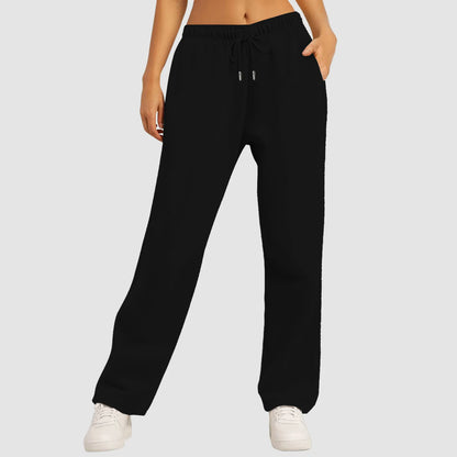 Cozy and Stylish: Women's Fleece Lined Wide Leg Sweatpants - Perfect for Fitness, Travel, and Everyday Wear