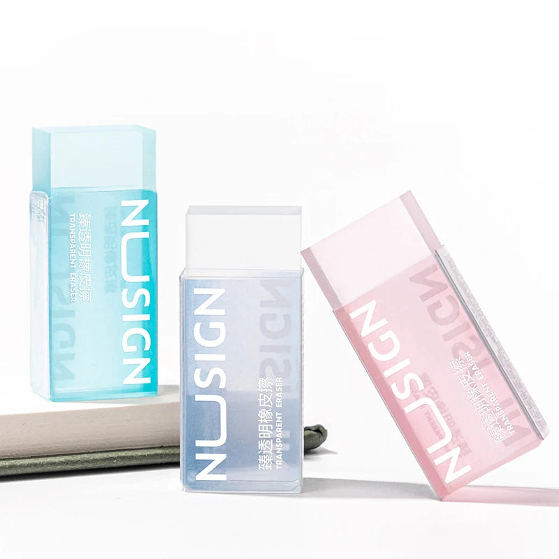 Cute Transparent Soft Eraser Set – Minimalist Solid Color School Erasers for Students & Stationery Supplies