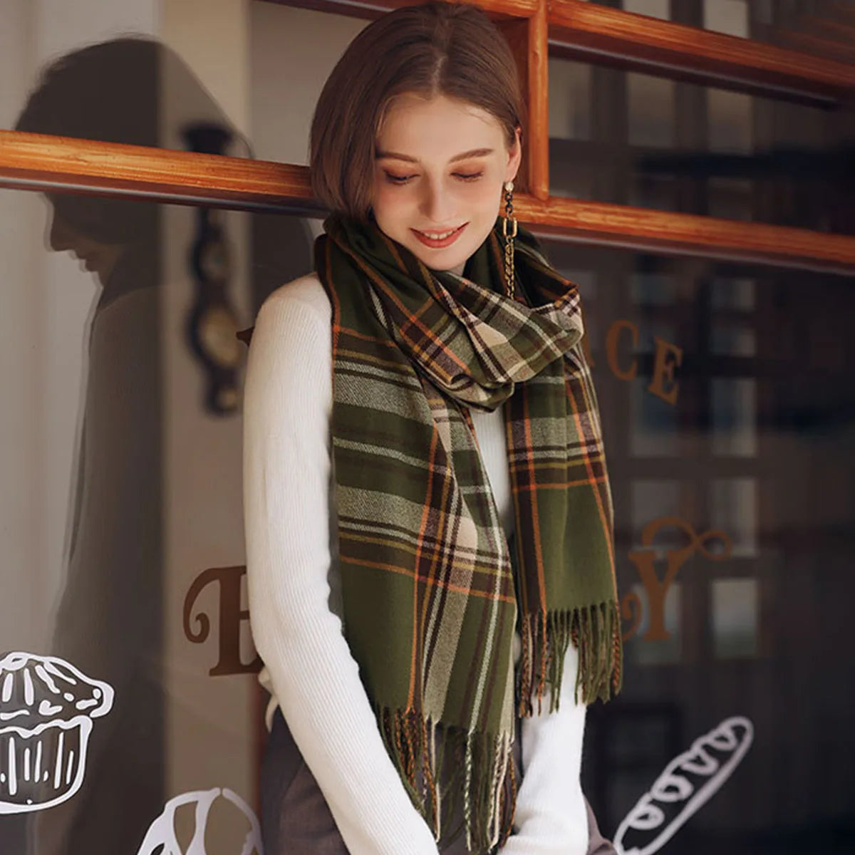 Women's Scottish Tartan Scarf - Warm Plaid Soft Long Wrap Shawl, Perfect Christmas or Valentine's Day Gift for Girlfriend, Wife, or Mom