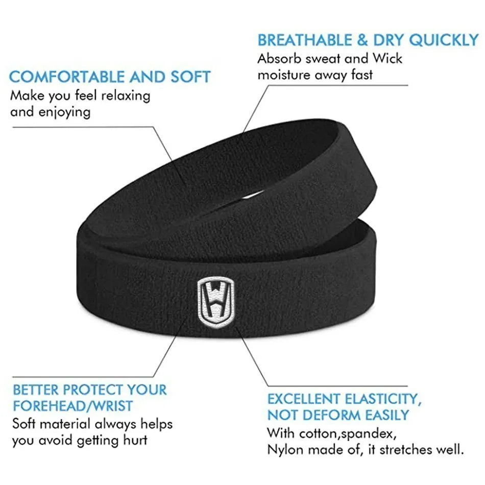 WOSWEIR Cotton Athletic Headband – Elastic Sweatband for Men & Women, Ideal for Gym, Sports, Basketball, Tennis & Fitness