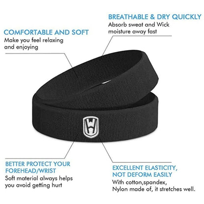 WOSWEIR Cotton Athletic Headband – Elastic Sweatband for Men & Women, Ideal for Gym, Sports, Basketball, Tennis & Fitness