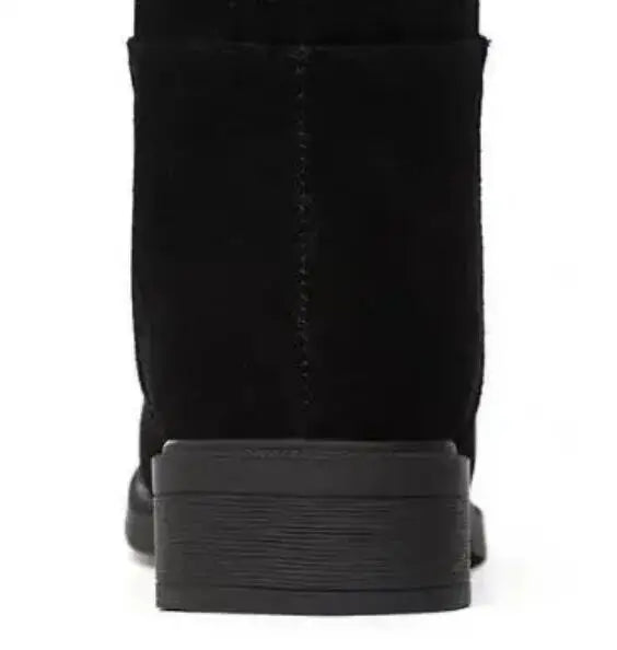 2025 Women’s Plush Snow Boots – Casual Flat Cotton Thigh-High Winter Shoes with Side Zipper