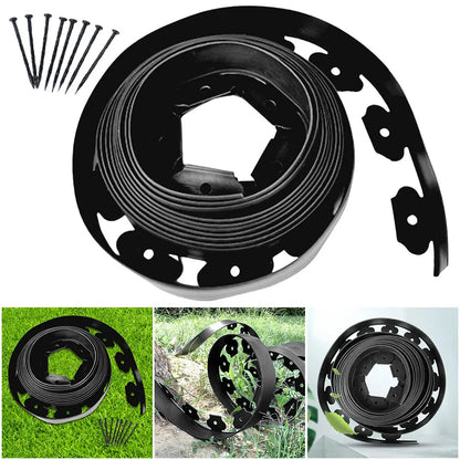 5M/10M Garden Lawn Edge Border Fence – Flexible Landscape Edging with 15 Spikes for Outdoor Garden Path & Lawn Decoration