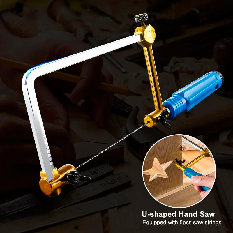 CMCP Adjustable Saw Bow - U-Type Cutting Tool for Jewelry Saw Frame Wooden Handle - Hand Tool for Jeweler's Saw Frame