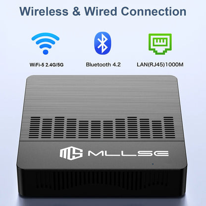 MLLSE Mini PC M2 Air – Intel Gemini Lake N4000, 6GB RAM, 128GB ROM, Dual-Band WiFi, Bluetooth, Windows 11