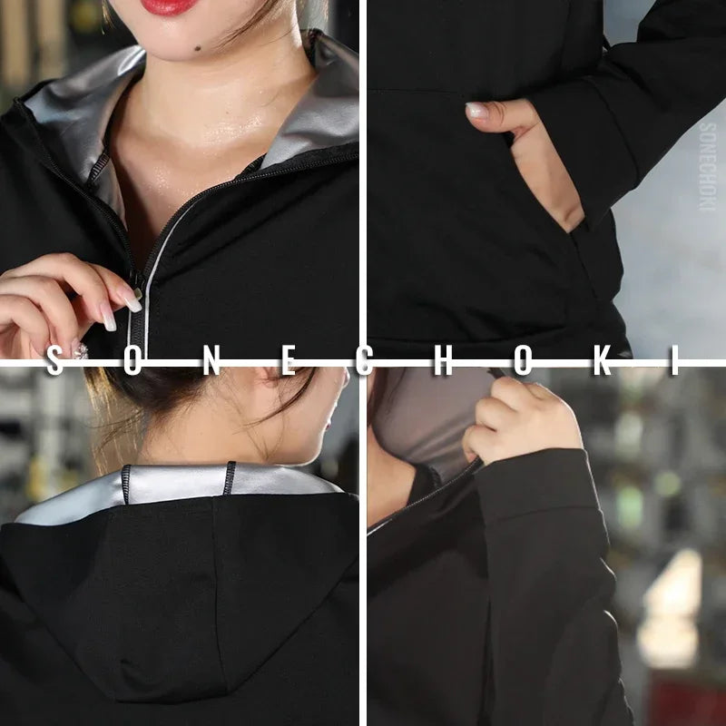 Women's Plus Size Sauna Suit — Gym Clothing Set for Weight Loss, Sweating & Slimming Activewear Tracksuit