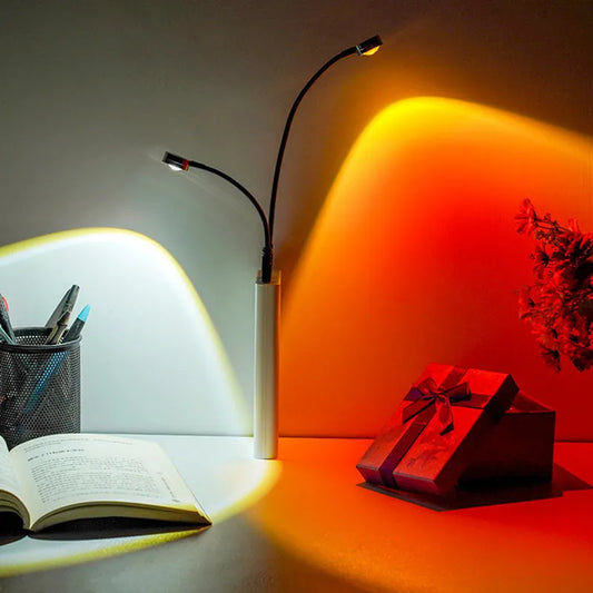 Sunset Projection Lamp USB Rainbow Night Light: Atmospheric Sunset for Photography & Live Wall Decoration - Perfect for Coffee Shops & Selfies