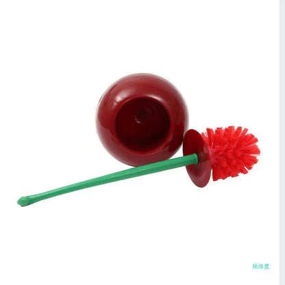 Cherry Shape Toilet Brush Set - Creative Lavatory Cleaning Brush with Decorative Holder for Bathroom