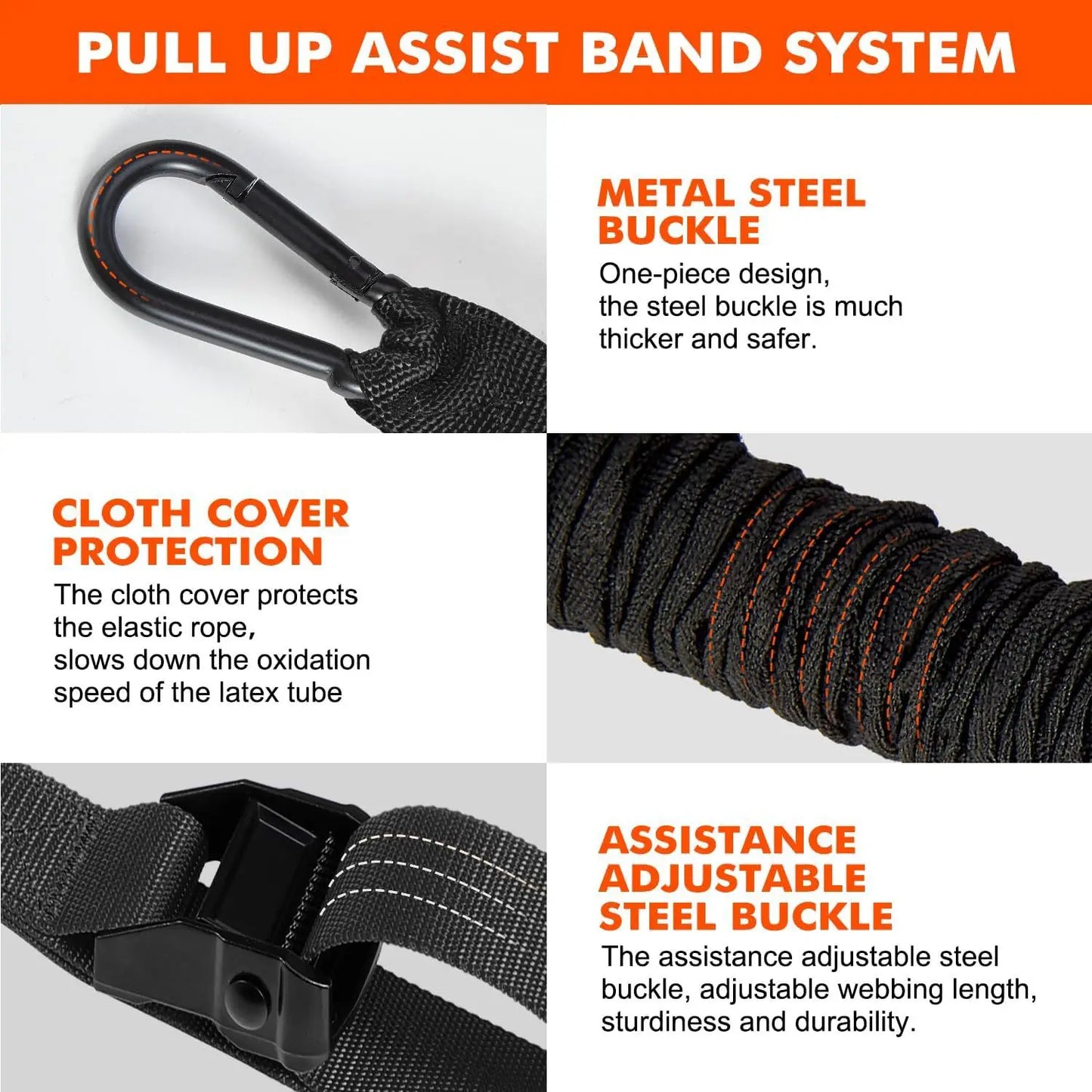 Pull-Up Assist Band with Elastic Rope – Home Fitness Power Trainer for Men, Latex Resistance Pull Bar