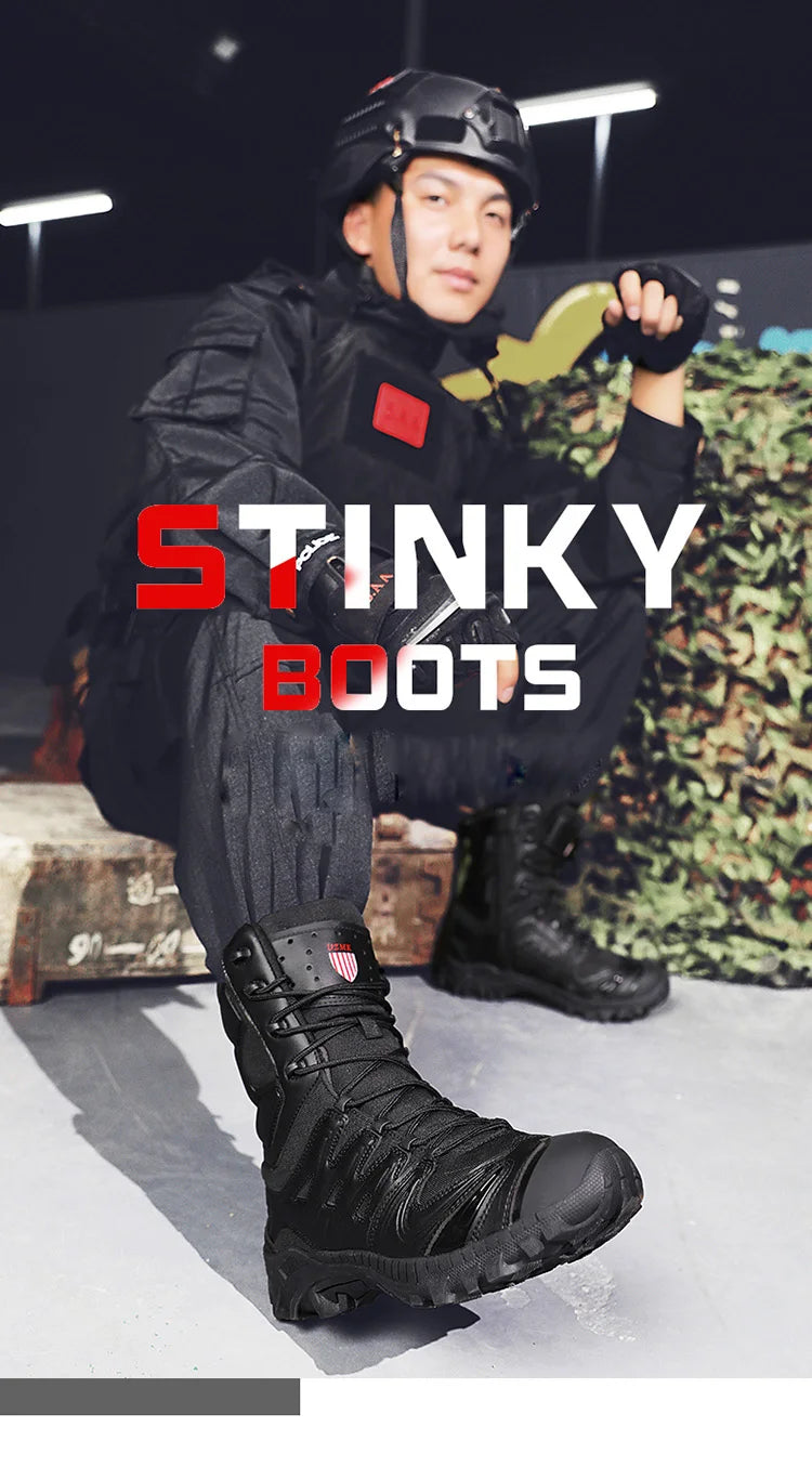 Special Forces Desert Combat Boots - Men's Tall Wear-Resistant Tactical, Waterproof Training & Outdoor Mountaineering Sports Boots