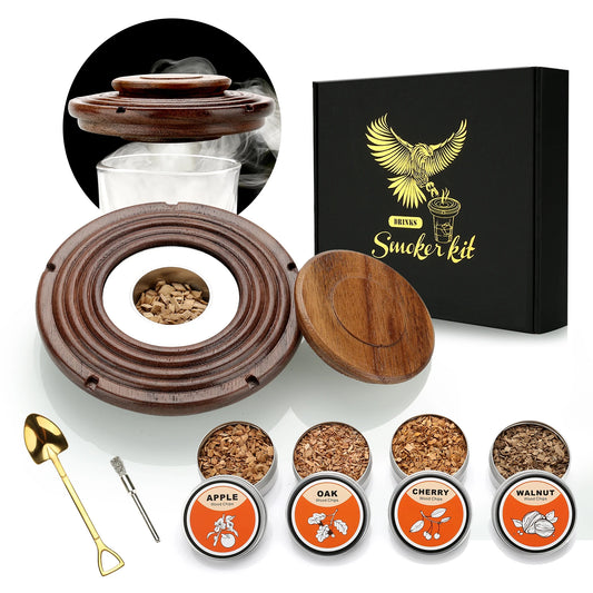 Cocktail Smoker Kit – Whiskey Smoking Set with 4 Wood Chips, Old Fashioned Drinks Accessories