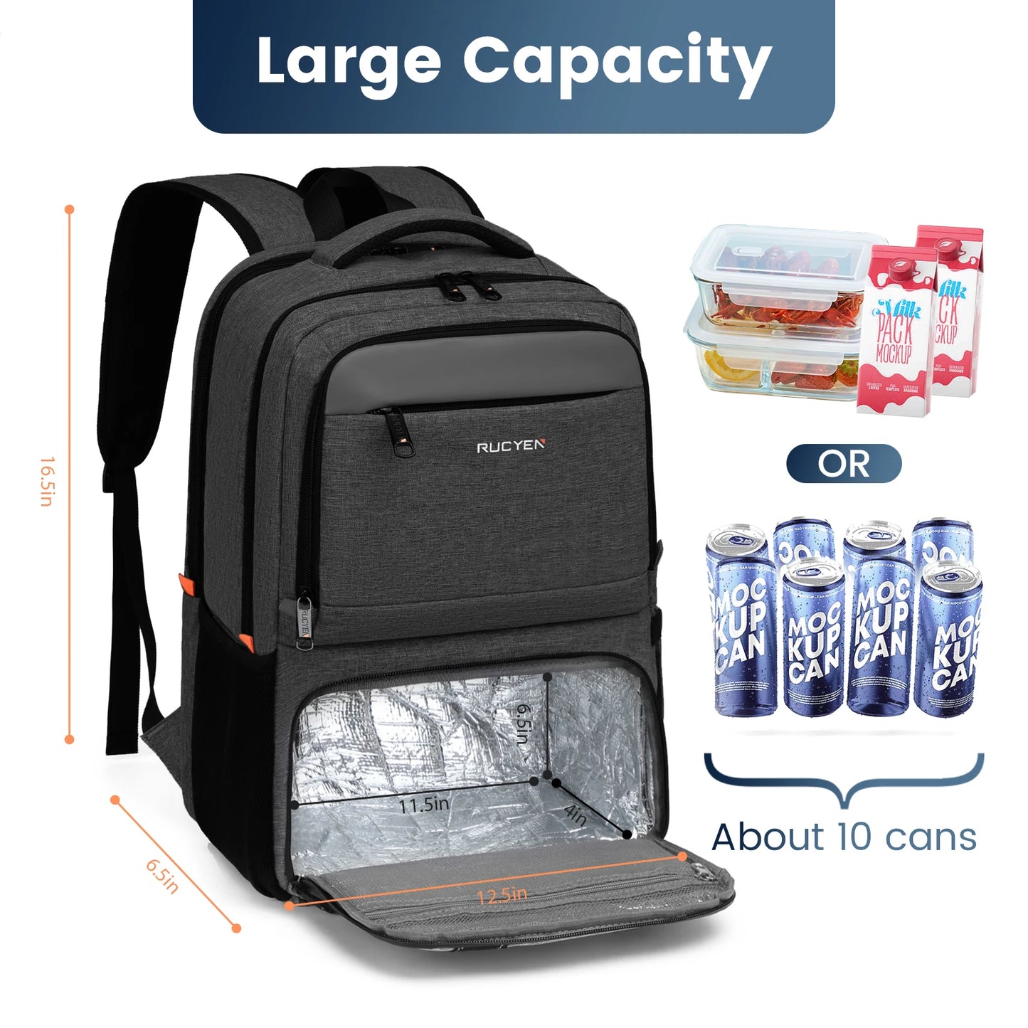 Insulated Lunch Backpack - Large Capacity Waterproof Cooler Bag for Picnic, Camping, Travel & Outdoor Activities
