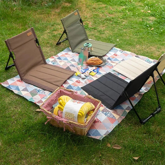 Foldable Outdoor Camping Chair – Portable Garden & Beach Lazy Chair with Backrest Cushion for Picnic, Travel & Relaxation