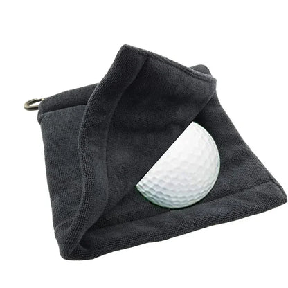 Square Microfiber Golf Ball Cleaning Towel – Water Absorbent Cloth with Carabiner Hook for Clubs and Balls