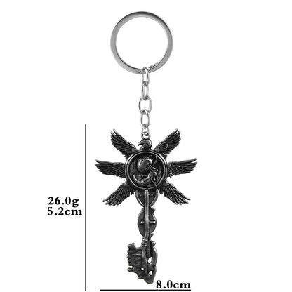 Six-Winged Unborn Metal Keychain - Game Village Inspired Alloy Pendant Keyring & Collectible Gift